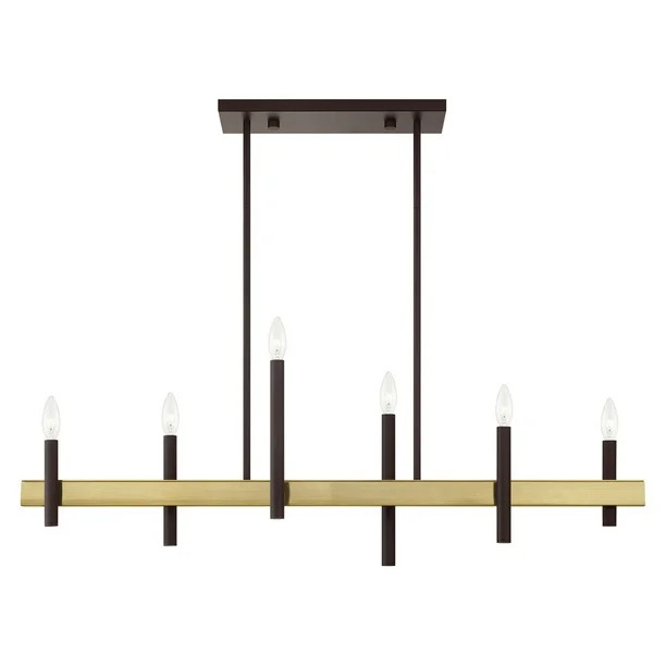 Livex Lighting 49336 Denmark 6 Light 7" Wide Abstract Linear Chandelier - Bronze with | Walmart (US)