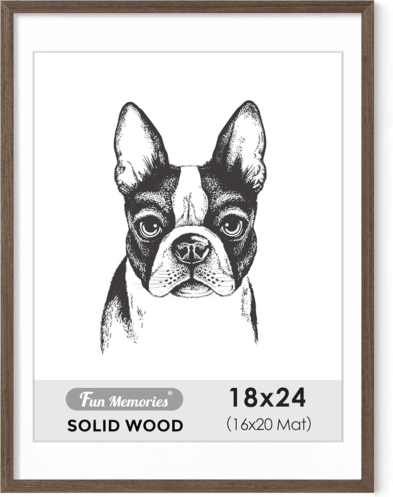 Fun Memories 18x24 Picture Frame, Rustic Natural Wood 18 x 24 Frame with Mat for 16 x 20, 18x24 P... | Amazon (US)