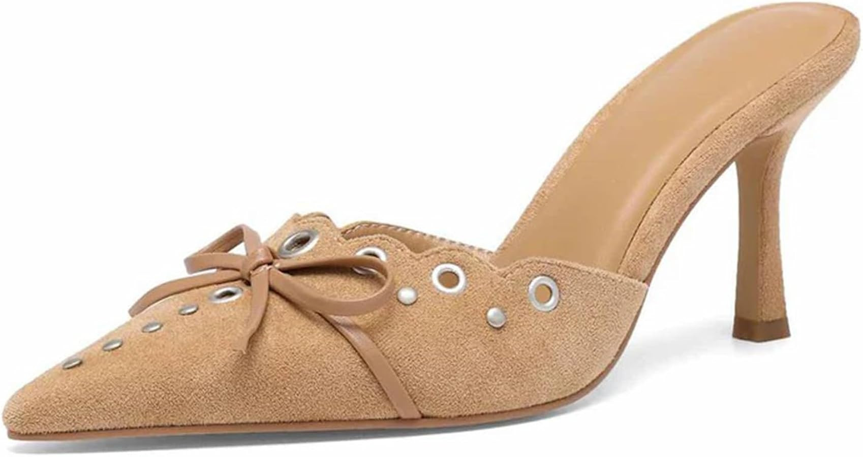 Women's Slip On Pumps Kitten Heeled Sandals Pointy Studded Suede Bow Mule Shoes for Women Ladies ... | Amazon (US)