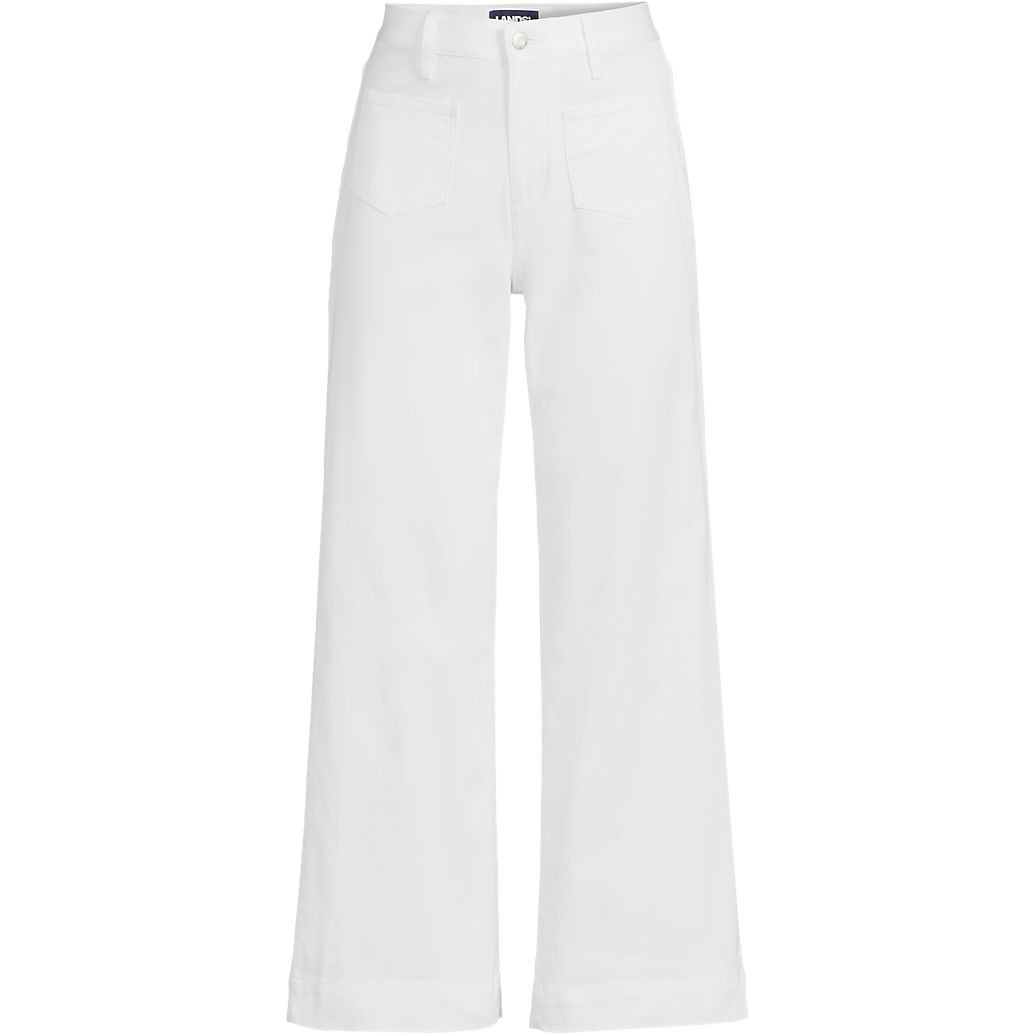Women's High Rise Patch Pocket Wide Leg Chino Crop Pants | Lands' End (US)