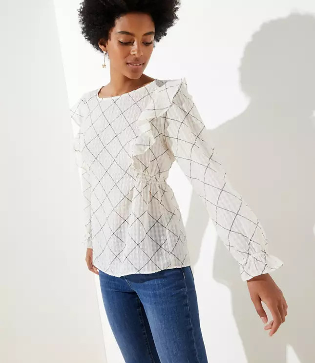 Plaid Ruffle Blouse | LOFT | LOFT