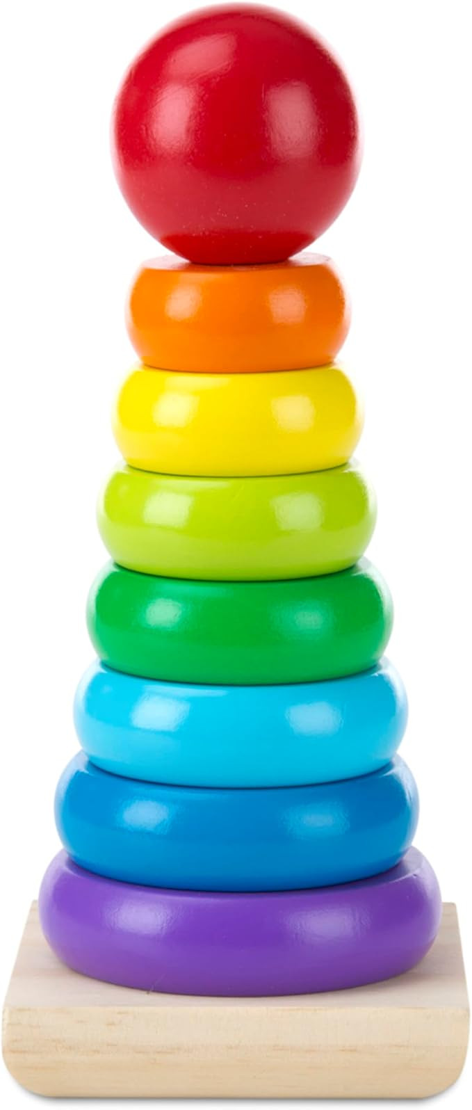 Melissa & Doug Rainbow Stacker Wooden Ring Educational Toy - Wooden Rainbow Stacking Rings Baby T... | Amazon (US)