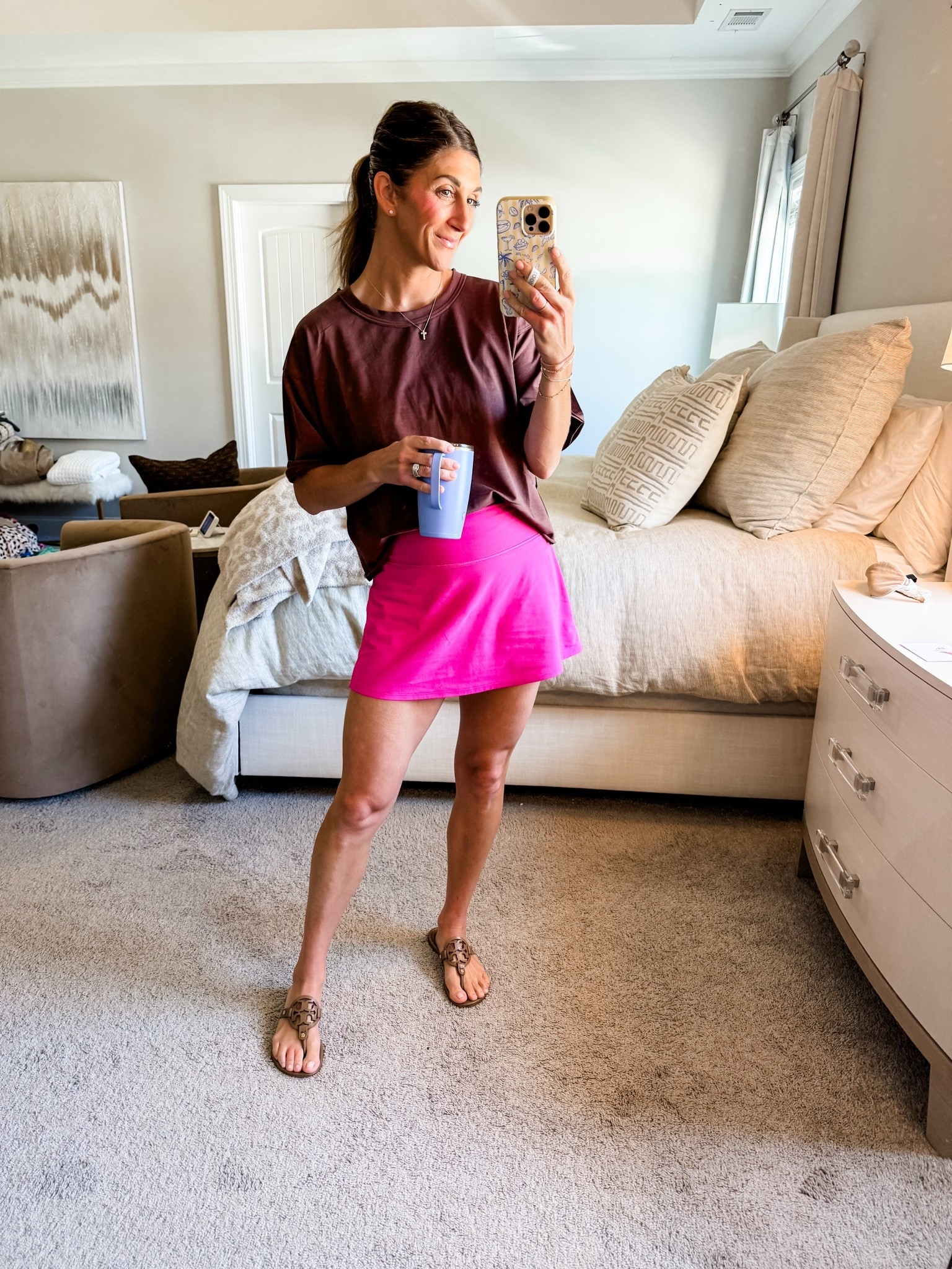 Outfit is Amazon
Tee is 25% off on Amazon. Size small oversized cropped fit
Skirt is CRZ yoga. With biker shorts and pockets underneath. Size small. Comes in other colors 
Mug is Swig
Tory Burch millers, necklace and loopy also linked 
Loopy is 10% off code: watsonansley10

Click here to shop

Skirt | skort | tee | biker shorts | athletic | brown | pink | mug | phone case | loopy | cross necklace | torys | electric picks | daily | ootd | fit | fitness | casual | cute | mom life | style | sale | active

#LTKootd #LTKSaleAlert #LTKActive