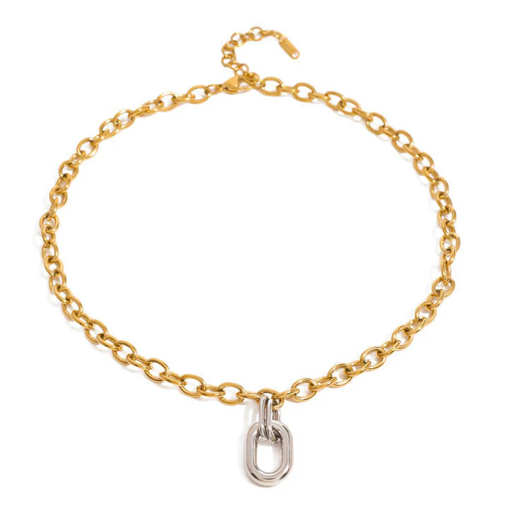 Amara Gold Link Silver Drop Necklace | ALAIS BRANCHE'