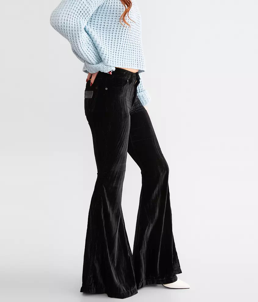 Retro High Rise Velvet Trumpet Flare Pant | Buckle
