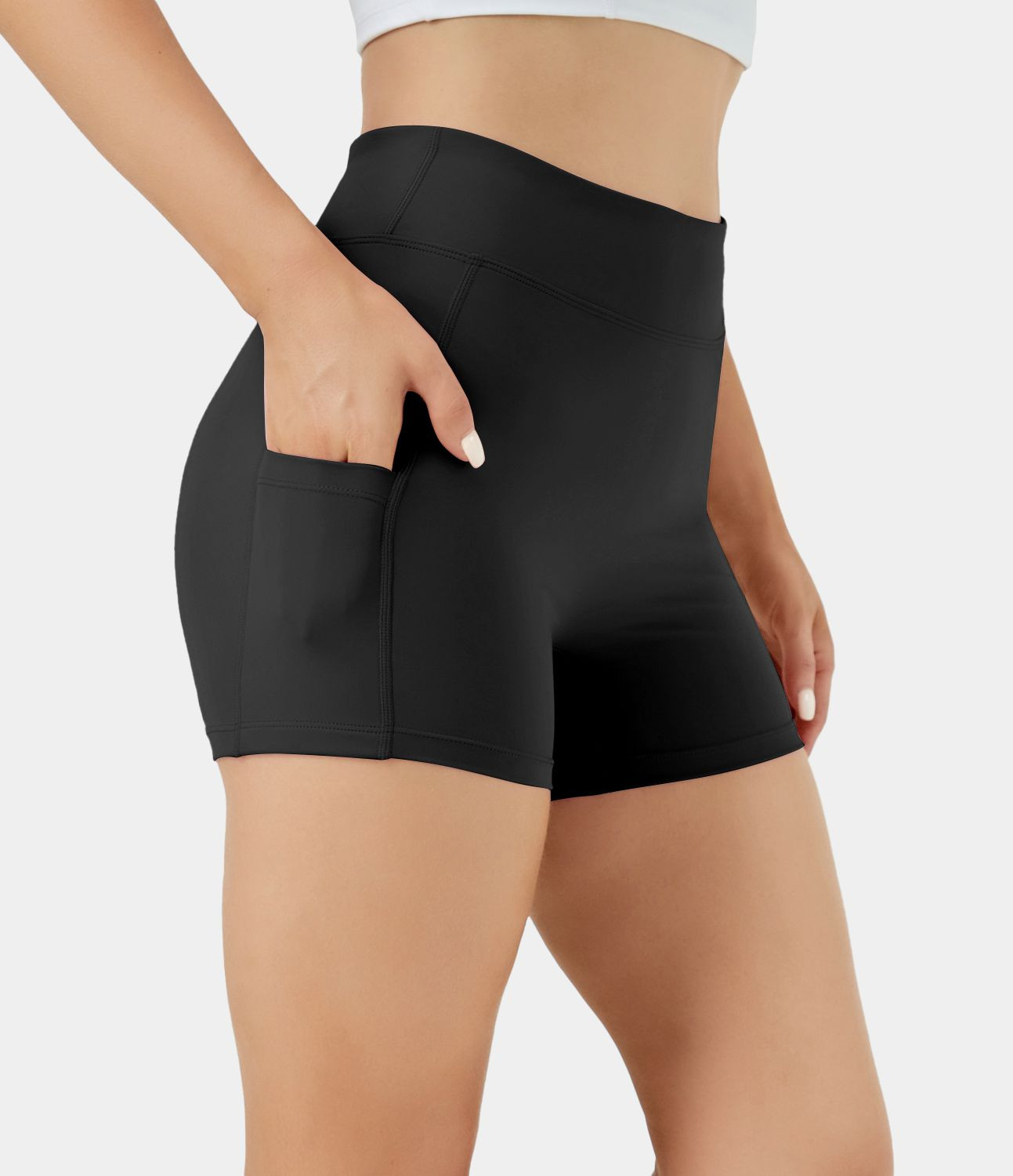 Women’s Softlyzero™ Airy High Waisted Side Pocket Plain Cool Touch Yoga Shorts 3.5"-UPF50+ - ... | HALARA