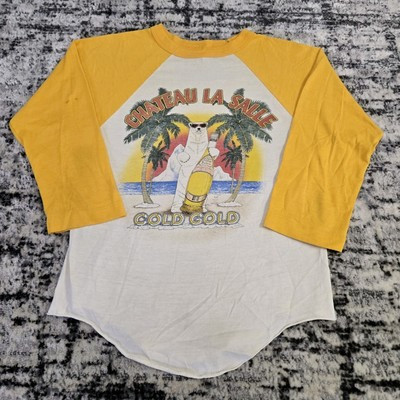 Vtg 70s Chateau La Salle Cold Gold Beer Raglan T-Shirt Small Polar Bear 3/4 80s | eBay US