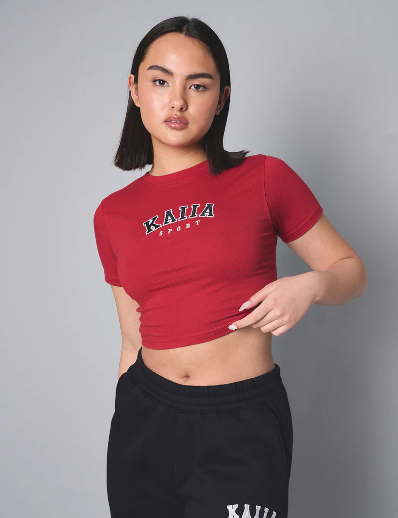 Kaiia Sport Baby Tee Red | Public Desire
