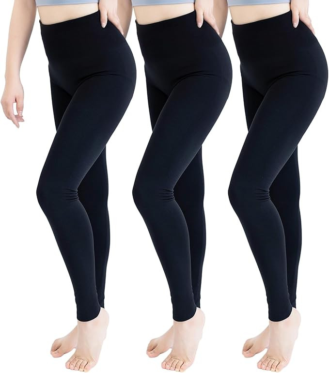 TRIUNION 3 Pack Fleece Lined Leggings Women - High Waisted Winter Leggings for Women Tummy Contro... | Amazon (US)
