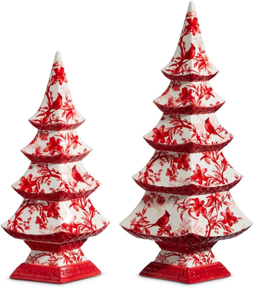 RAZ Imports Chinoiserie Trees, 14-inch Height, Red, Dolomite, Set of 2, Christmas, Home D\u00e9co... | Amazon (US)