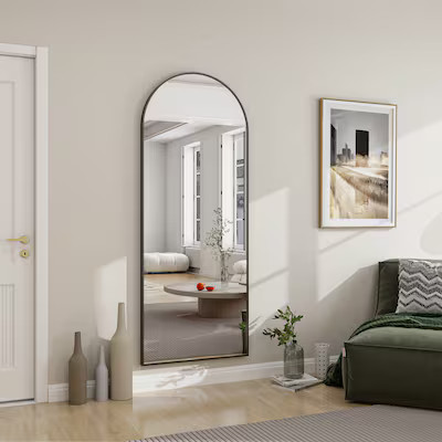 BEAUTYPEAK 24-in W x 65-in H Arch Black Framed Full Length Floor Mirror | Lowe's