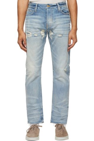 Blue Distressed Jeans | SSENSE