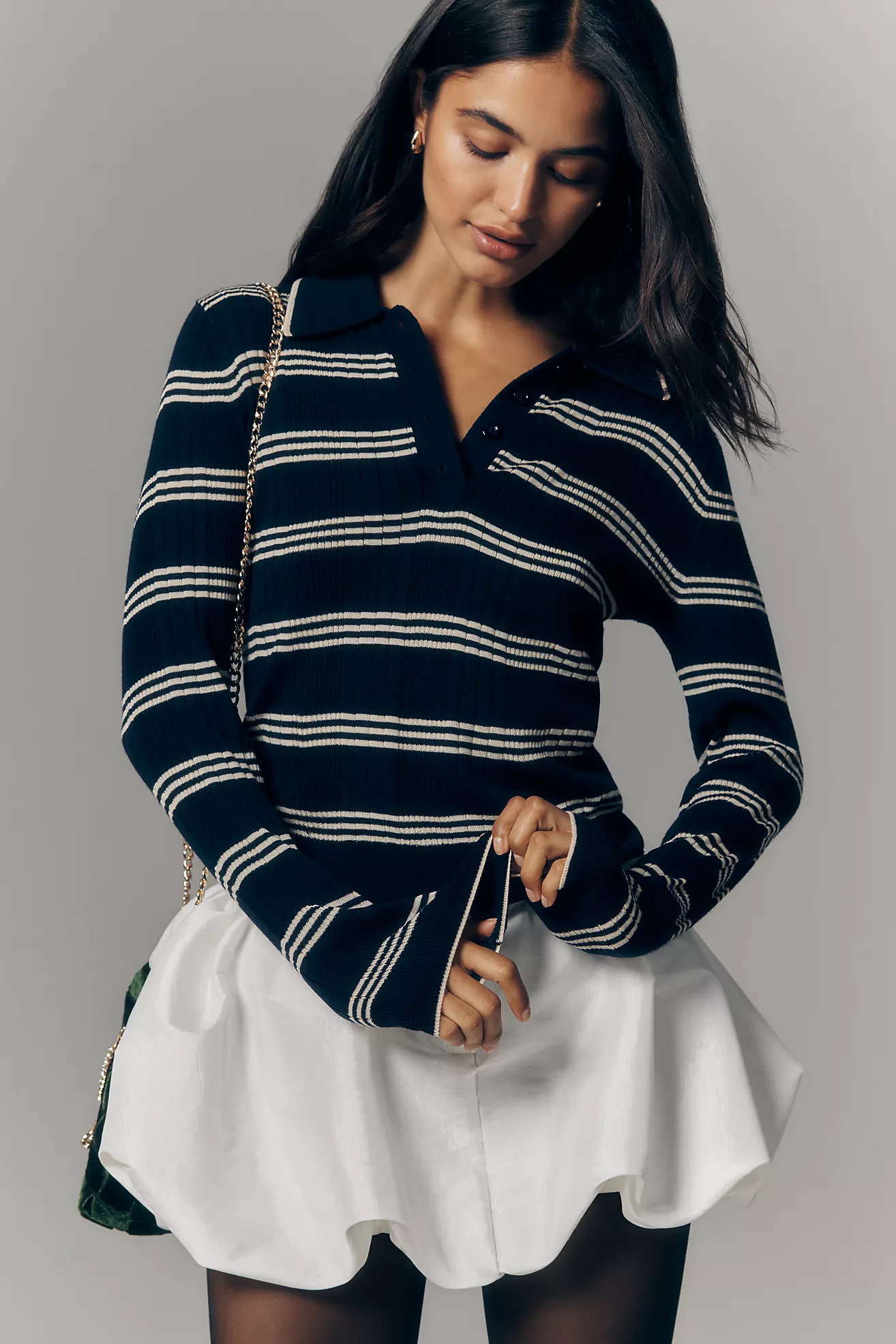 Reformation Hermia Long-Sleeve Polo Top | Anthropologie (US)