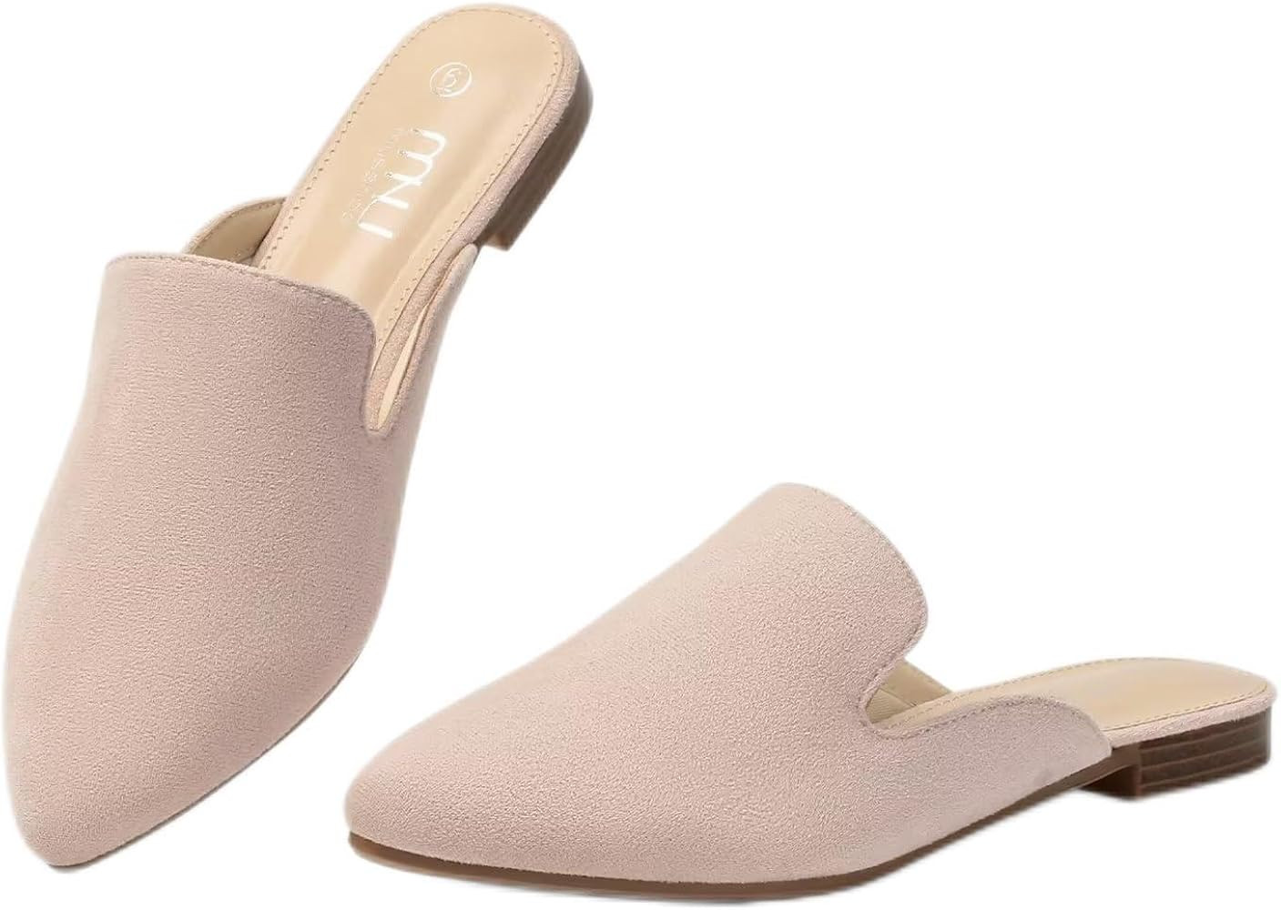 MUSSHOE Mules for Women Flats Comfortable Pointed Toe Women Mules | Amazon (US)