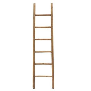 LuxenHome 6 ft. 18.9 in. W Natural Wood Rustic Decorative Wide Blanket Ladder WHD1718 - The Home ... | The Home Depot