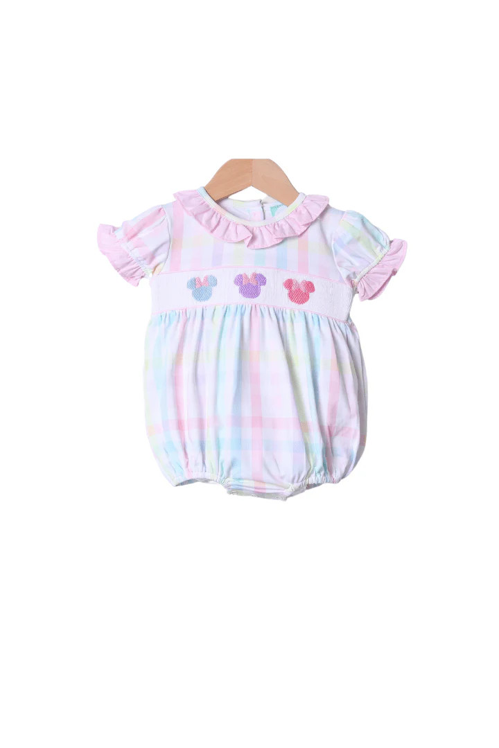 Smocked Mouse Pastel Plaid Bubble | The Smocked Flamingo