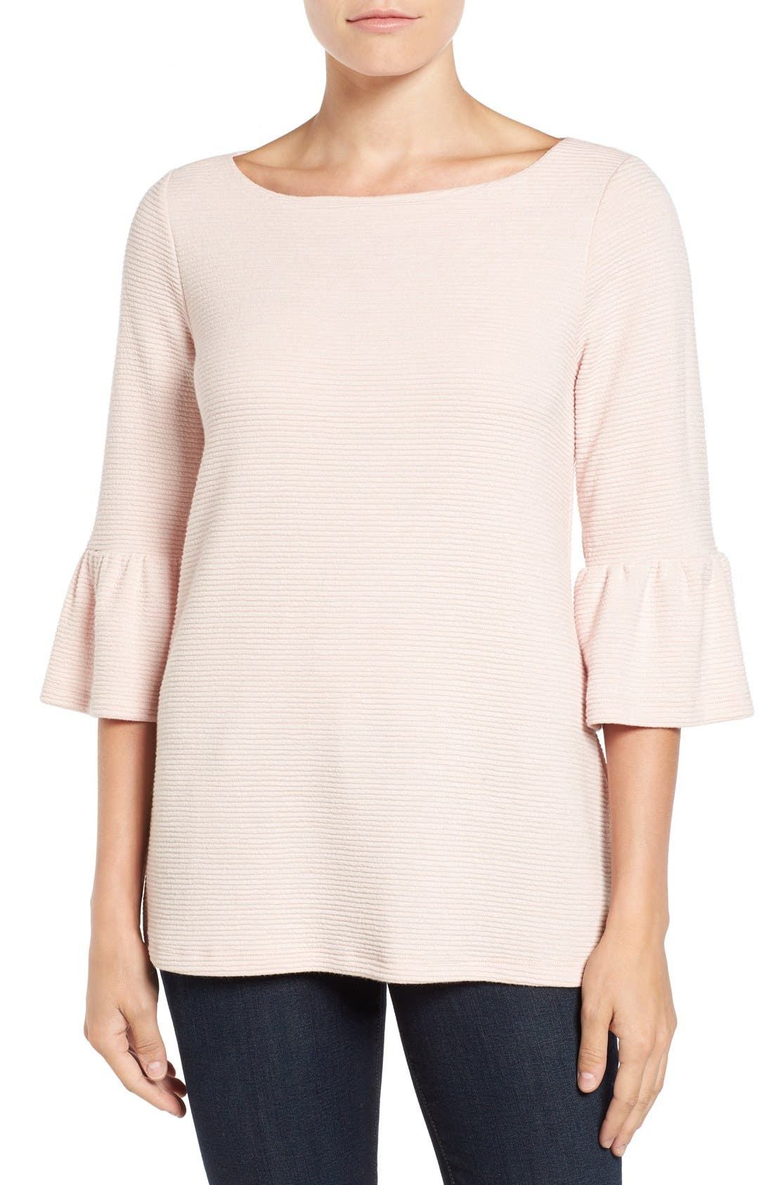 Stripe Knit Bell Sleeve Top (Regular & Petite) | Nordstrom