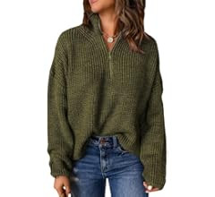 Dokotoo Womens Sweaters Long Sleeve 1/4 Zip Pullover Polo V Neck Dressy Casual Tops | Amazon (US)