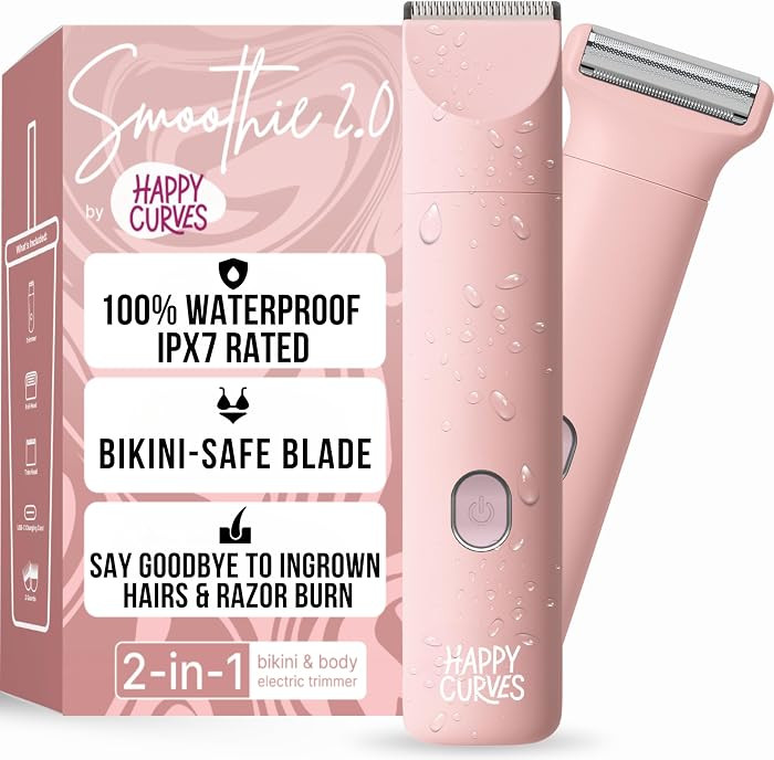 HAPPY CURVES Smoothie 2.0 Bikini Trimmer - Electric Razor for Women, Waterproof Hair Groomer with... | Amazon (US)