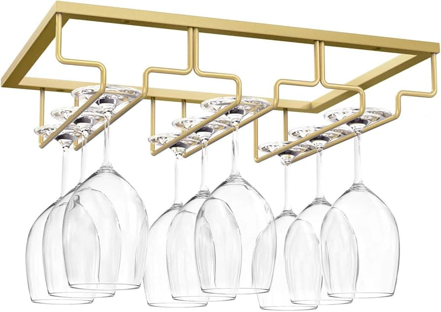 MATILODI Wine Glass Rack - Under Cabinet Stemware Wine Glass Holder - Wine Glasses Storage Hanger... | Amazon (US)
