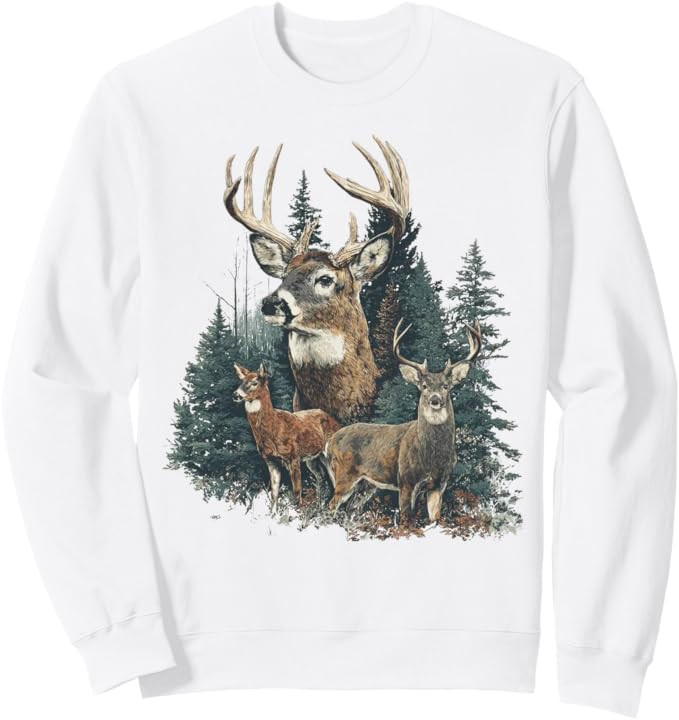 Vintage Deer 90s Graphic Style Hunter Deer Faded Nature Sweatshirt | Amazon (US)