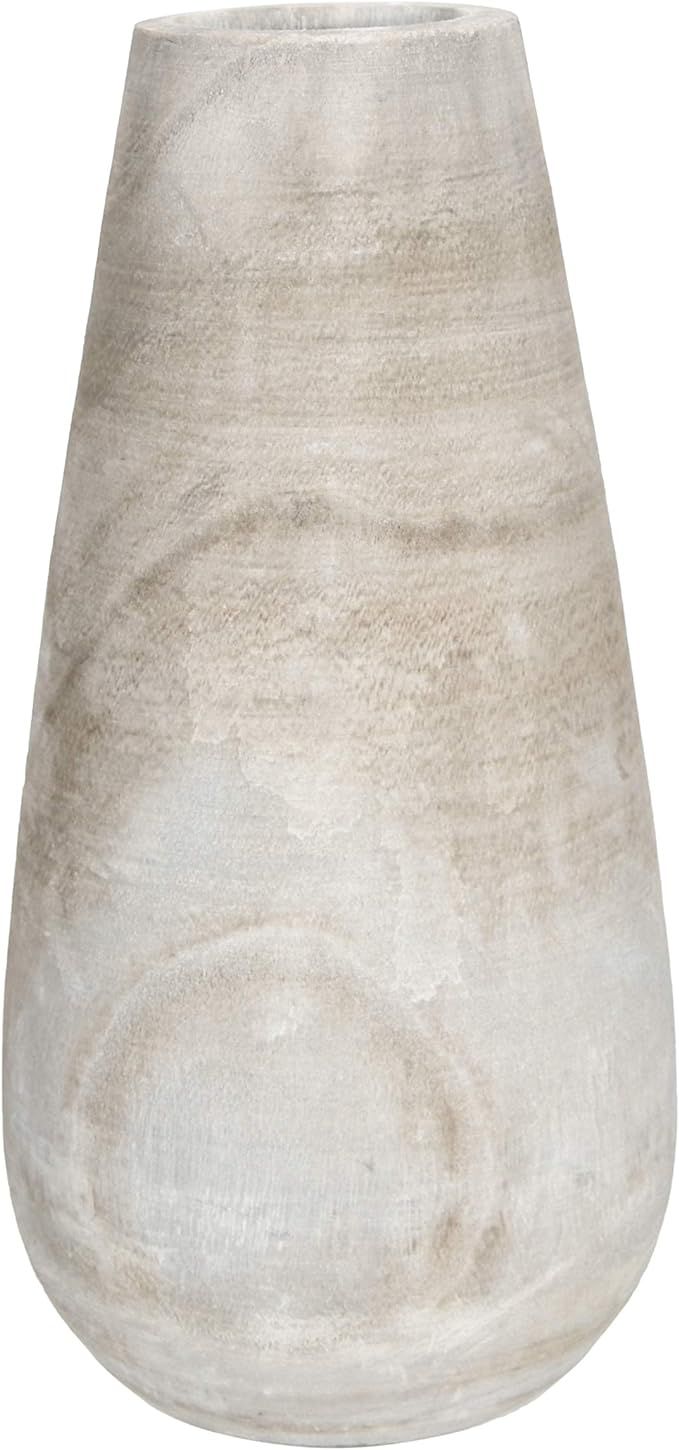 Creative Co-Op Paulownia Wood Grey Wash Vase | Amazon (US)