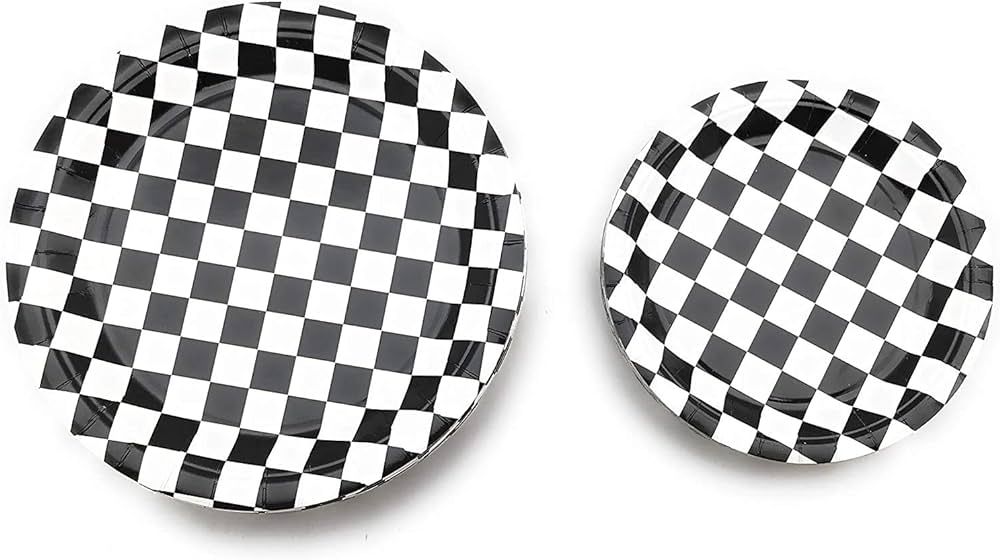 Oojami 100 pc Black & White Checkered Plates 9" Dinner Paper Plates 7" Dessert Paper Plates Race ... | Amazon (US)