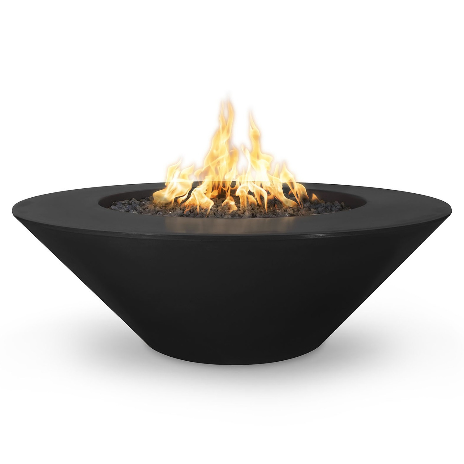 Gian Modern Black Concrete Match Lit Natural Gas Outdoor Wide Ledge Fire Pit | Kathy Kuo Home