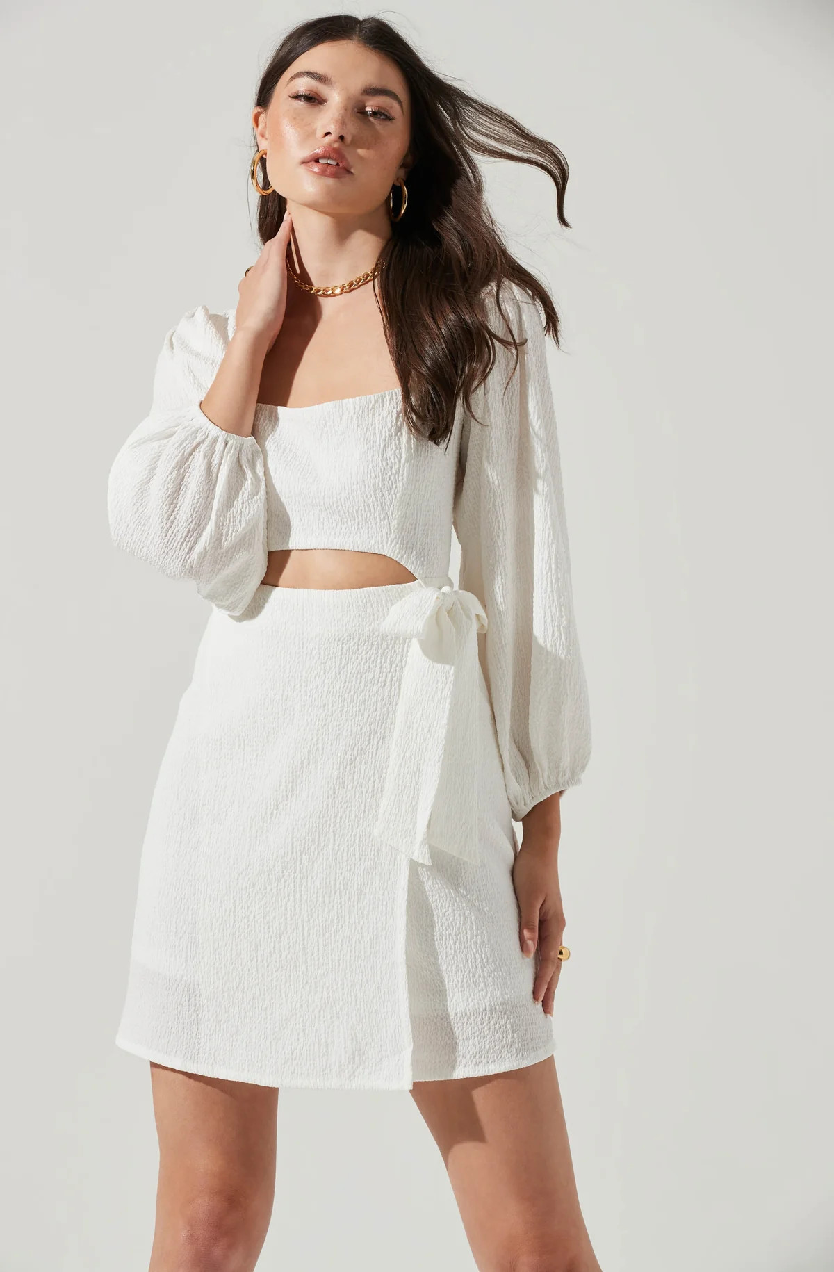 Center Cutout Wrap Skirt Mini Dress | ASTR The Label (US)