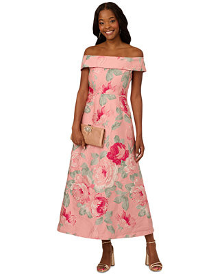 Women's Off-The-Shoulder Floral-Jacquard Dress | Macy's