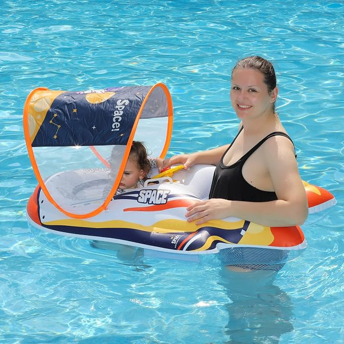 Swimbobo Mommy and Me Pool Baby Float with Removable Canopy,Infant seat Float for Swimming Pool,1... | Amazon (US)