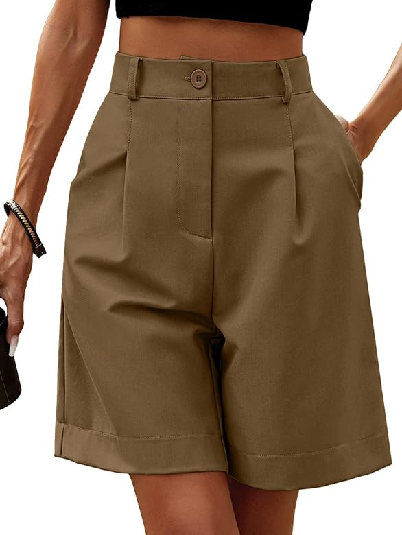 YKR Bermuda Shorts for Women Dressy Elastic High Waisted Knee Length Shorts Casual Wide Leg Summe... | Amazon (US)