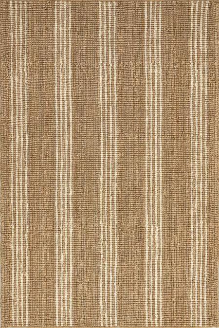 Natural Hanna Striped Jute 9' x 12' Area Rug | Rugs USA