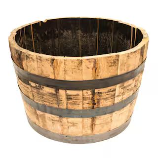 26 in. Dia x 17.5 in. H White Oak Wood Whiskey Barrel-B100 - The Home Depot | The Home Depot