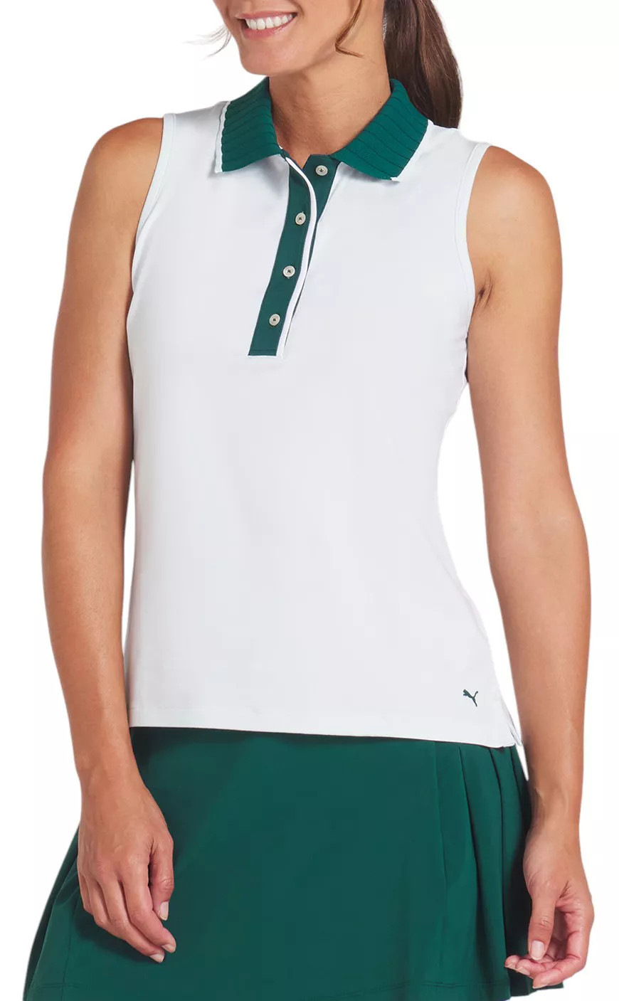PUMA Women's CLOUDSPUN Bridges Sleeveless Golf Polo, Medium, Peaceful Blue | Golf Galaxy