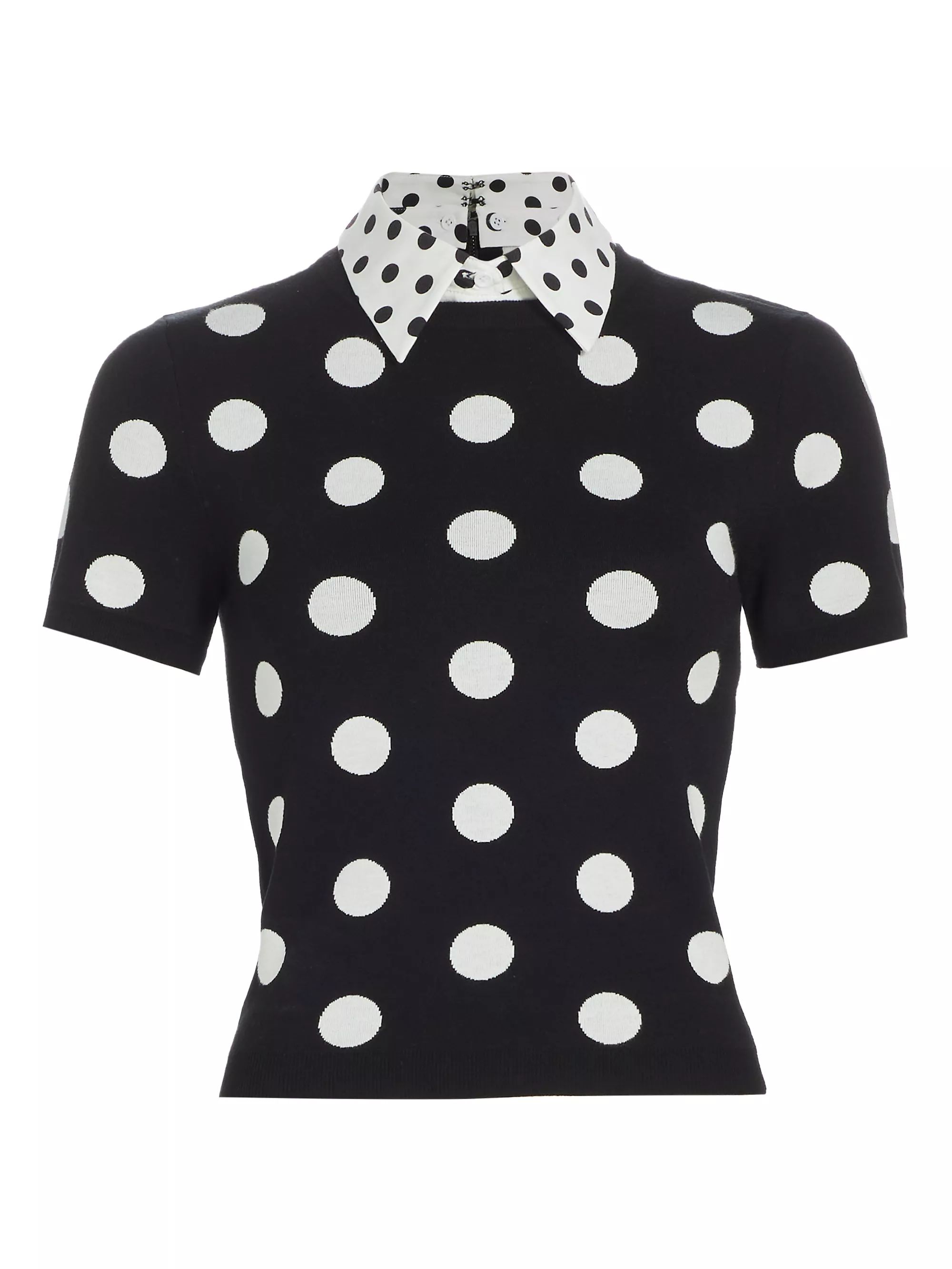 Polka-Dot Short-Sleeve Knit Blouse | Saks Fifth Avenue