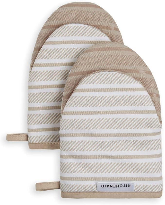 KitchenAid Albany Mini Cotton Oven Mitts with Silicone Grip, 5.5"x8", Milkshake 2 Count | Amazon (US)