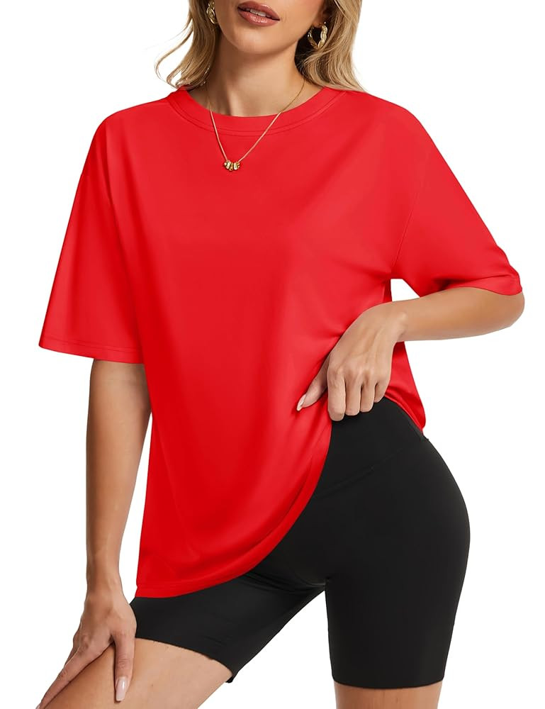 YUCOLEN Oversized T Shirts for Women Loose Fit Short Sleeve Crewneck Plus Size Tops UPF 50+ Casua... | Amazon (US)