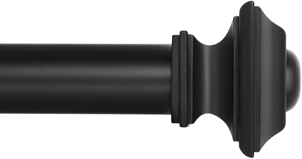 Ivilon Drapery Treatment Window Curtain Rod - Square Design 1 1/8 Rod. 72 to 144 Inch. Black | Amazon (US)