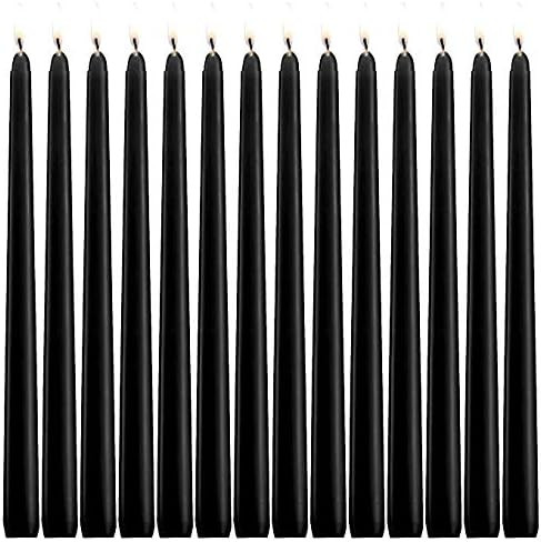 YUCH Black Taper Candles - Set of 14 Dripless Candles - 10 inch Tall, 3/4 inch Thick - 7.5 Hour C... | Amazon (US)