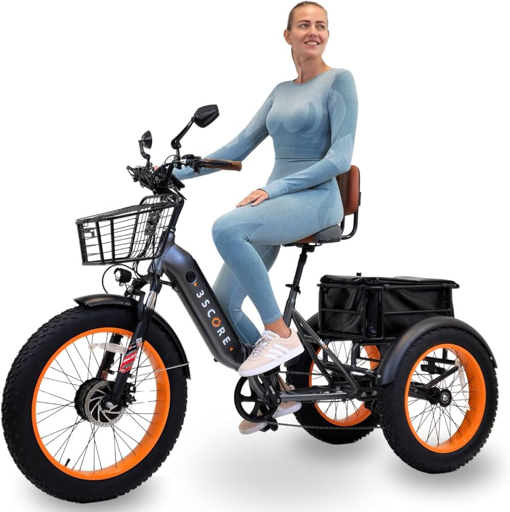 3SCORE Electric Fat Trike 750W Motor and 48V Lithium Rechargeable Battery - Foldable Electric Tri... | Amazon (US)