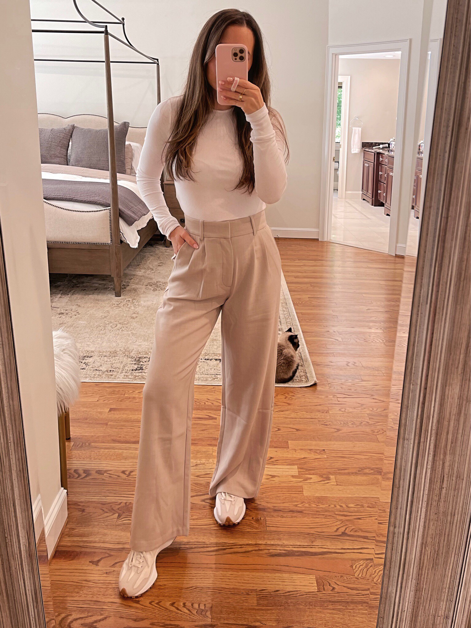 Abercrombie sale - 20% off new arrivals! Join myAbercrombie rewards for free to shop the sale. Fall outfit: casual outfit with trousers and sneakers! Pants run true to size (wearing S) - marked down to $72 from $90! 

#LTKsalealert #LTKunder100 #LTKstyletip