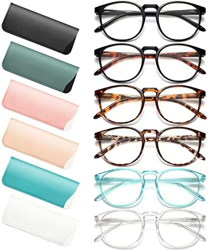 GIBLOGO Stylish 6 Pack Reading Glasses for Women Men - Blue Light Blocking Computer Readers - Ease B | Amazon (US)