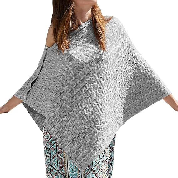 PULI Women's Versatile Knitted Shawls Scarf Poncho Sweater with Buttons Lightweight Spring Summer... | Amazon (US)