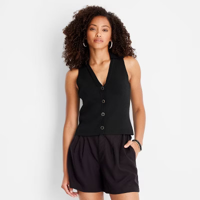 Women's Sweater Polo Tank Top - Future Collective™ with Jenee Naylor Black | Target