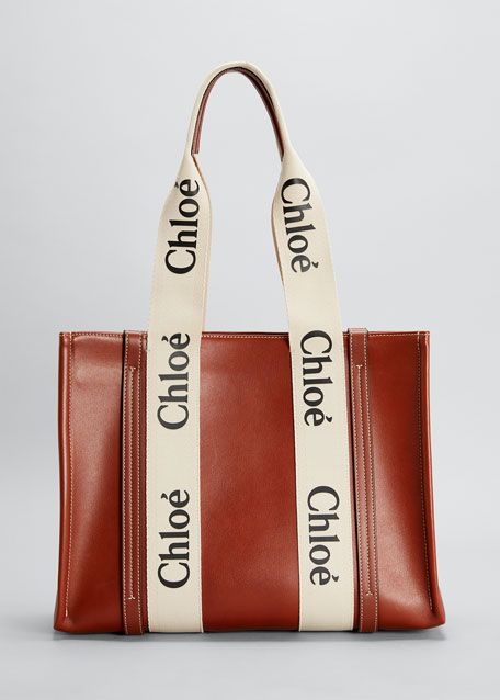 Chloe Woody Medium Logo Canvas/Leather Tote Bag | Bergdorf Goodman