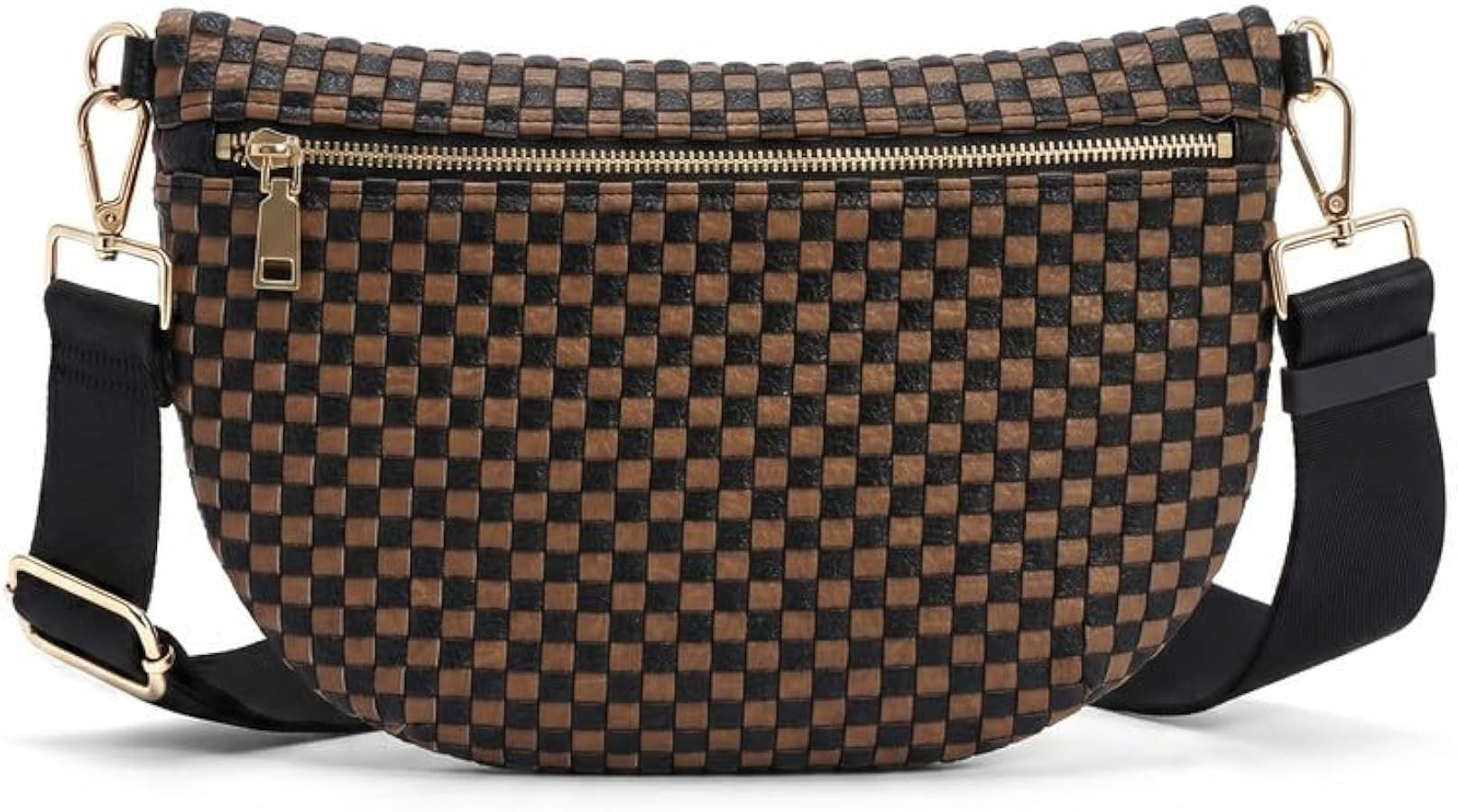 Woven Crossbody Bags for Women Checkered Bum Bag Women's Waist Pack Sling Purse Fanny Packs with ... | Amazon (US)