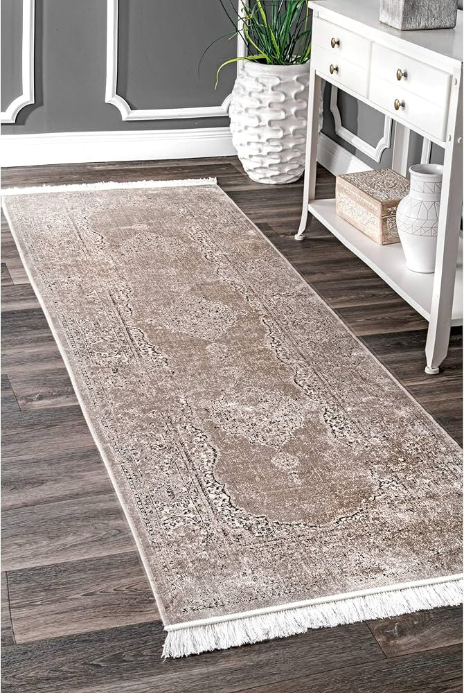 nuLOOM Cantrell Vintage Medallion Runner Rug, 2' 8" x 8', Light Brown | Amazon (US)