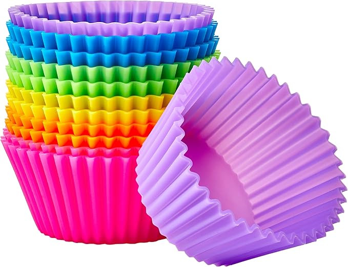 Amazon Basics Reusable Silicone Round Baking Cups, Muffin Liners, Pack of 12, Multicolor, 2.9 x 2... | Amazon (US)