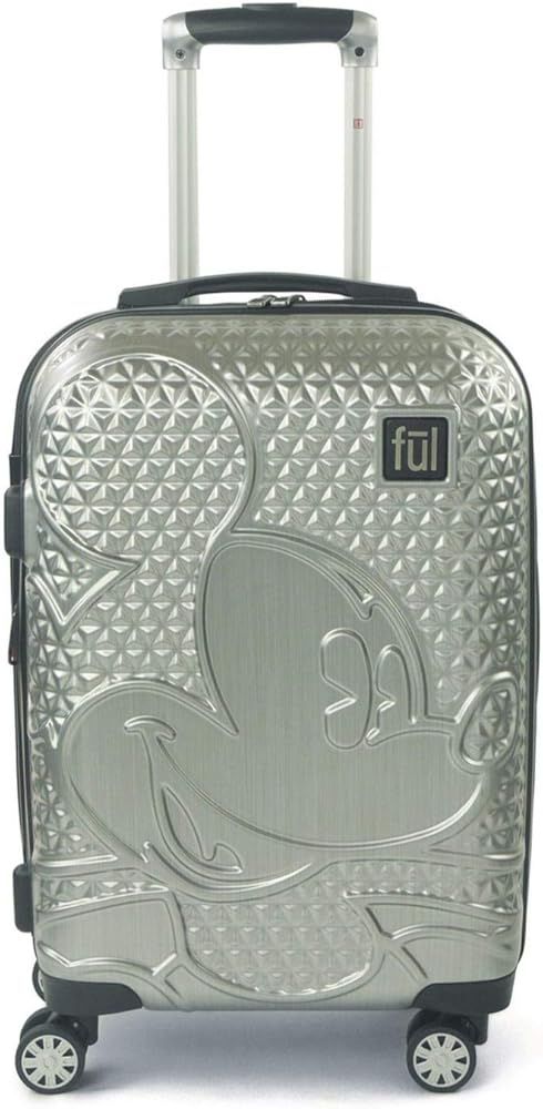 FUL Disney Mickey Mouse 25 Inch Rolling Luggage, Hardside Suitcase with Spinner Wheels, Silver | Amazon (US)
